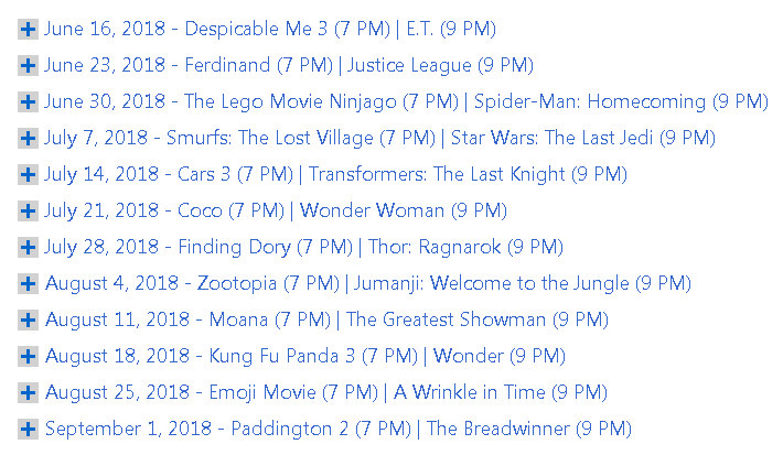 List of Upcoming Movies (also available at the site link)