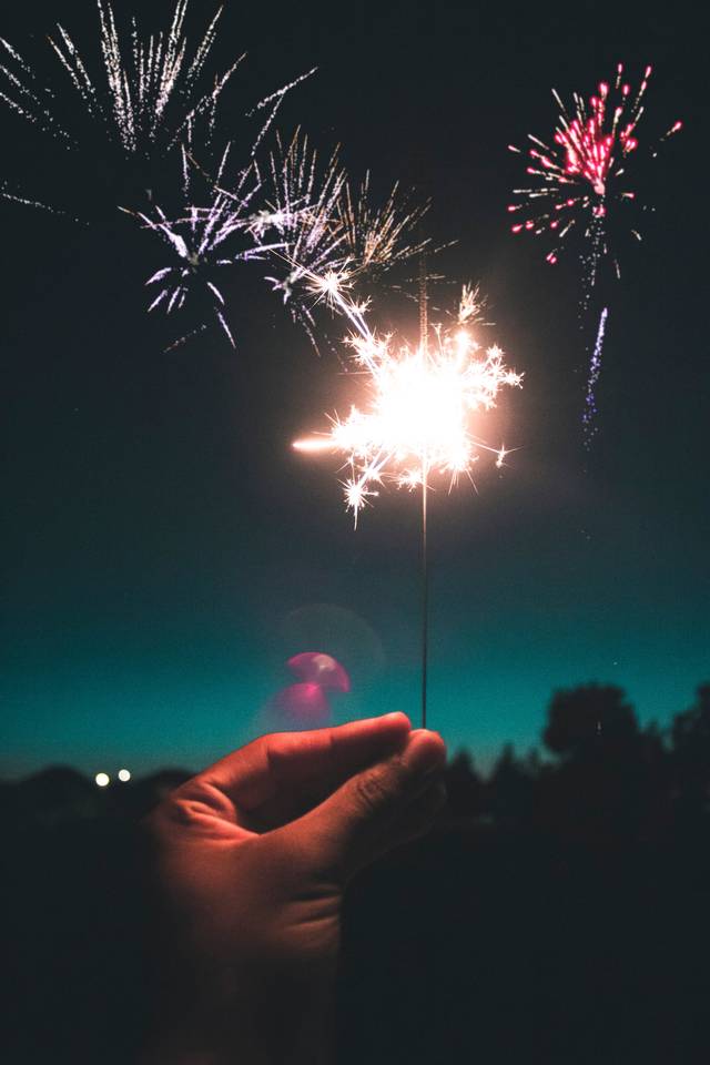 sparklers at night